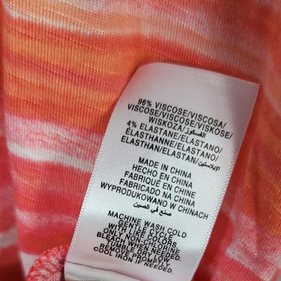 Ellen Tracy Pullover Top Pink 1X Round Neck Open Short Sleeve Ties On Striped - Picture 7 of 8